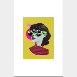 Vintage pop art style woman portrait Posters and Art